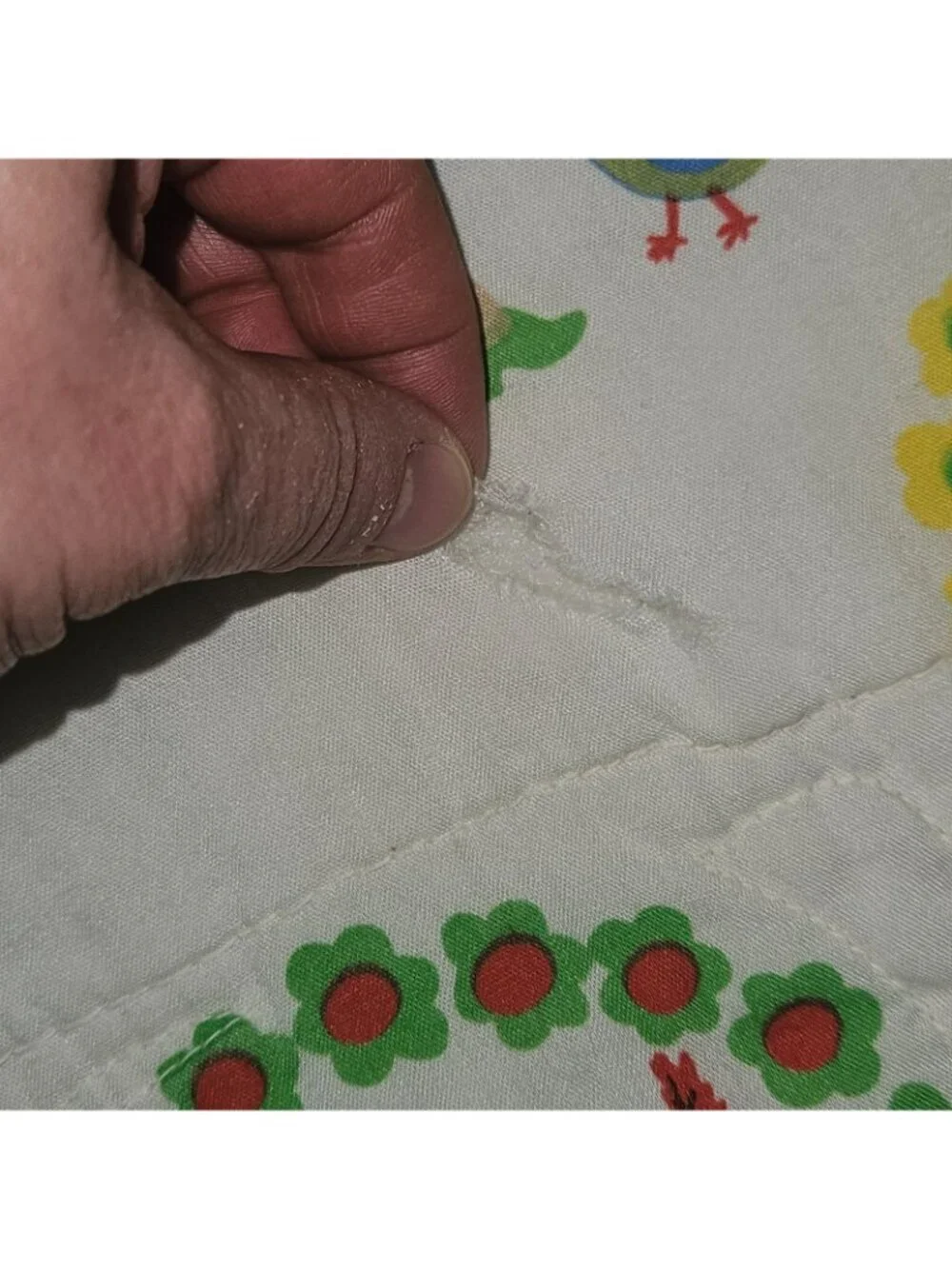 VTG Quilted Blanket 40x47 International Children Handmade ? FLAWS SPOTS AS IS